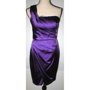 New NWT $485 Womens 6 Jill Jill Stuart Purple Satin One Shoulder Dress Beautiful